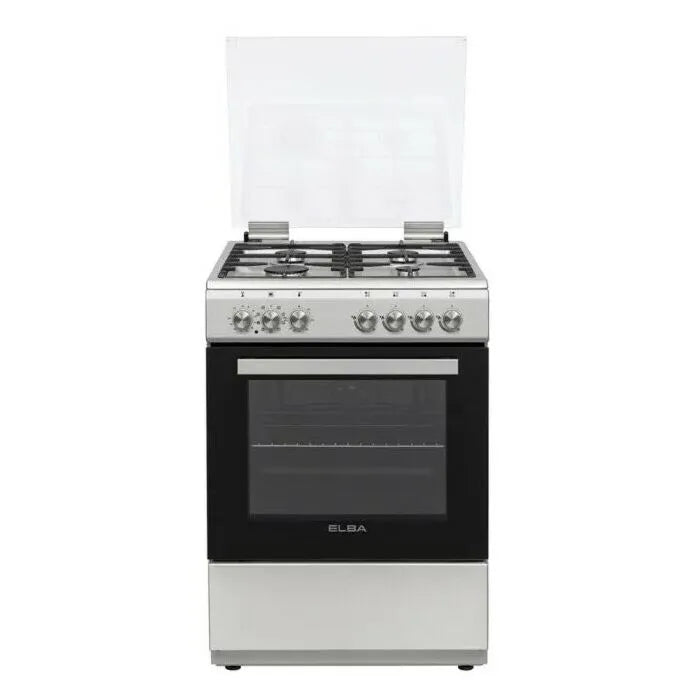 Elba Essential 60cm 4 Burner Gas Stove With Electric Oven Silver - 04/66CL442