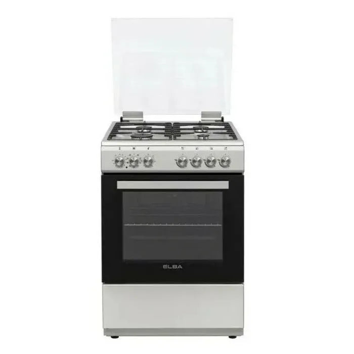 Elba Essential 60cm 4 Burner Gas Stove With Electric Oven Silver - 04/66CL442