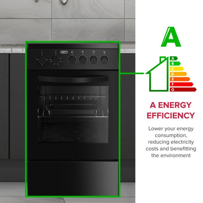 Defy 50cm Black 4 Plate Compact Stove Black FC - DSS554