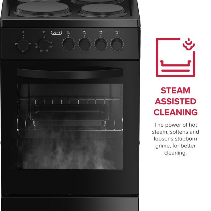 Defy 50cm Black 4 Plate Compact Stove Black FC - DSS554