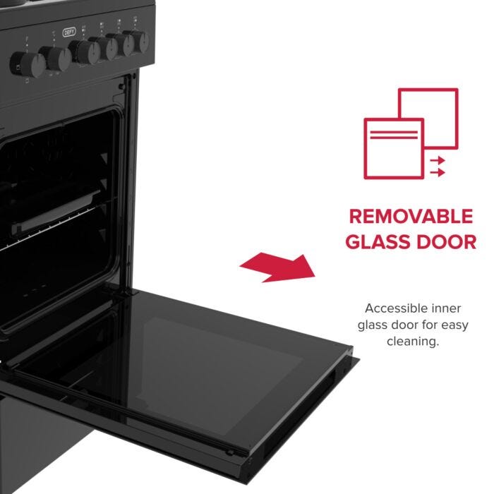 Defy 50cm Black 4 Plate Compact Stove Black FC - DSS554