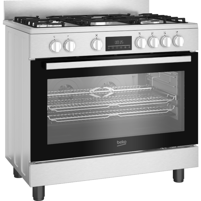 Beko 90cm Stainless Steel Freestanding Gas/Electric Cooker - BGTW11225EX
