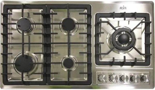 ALVA 90cm Stainless Steel 5-Burner Gas Hob with Electronic Ignition - LPGSA Certified, 12 Month Warranty