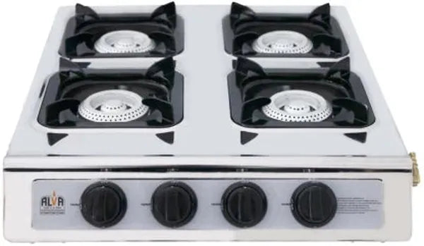Alva 4-Burner Stainless Steel Gas Stove with Manual Ignition and Touch Control