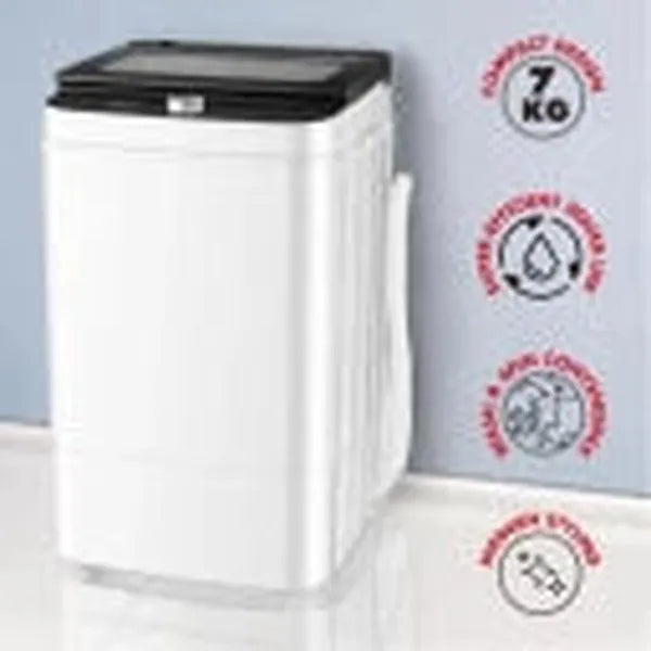 Bennett Read "Sponono" 7kg Compact Single Tub Washing Machine - White, Water Efficient & Space-Saving