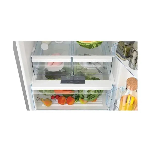Bosch Series 4 480L Frost-Free Bottom Mount Double Door Fridge with VitaFresh & NoFrost - Silver (KGN55VI20Z)