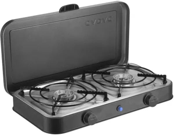 Cadac 2-Burner Stainless Steel Manual Portable Gas Stove for Camping and Outdoor Cooking