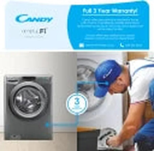 Candy Italy 10kg SmartPro Steam Washing Machine with Wifi App Control - Grey | 1400 RPM, 16 Wash Programs
