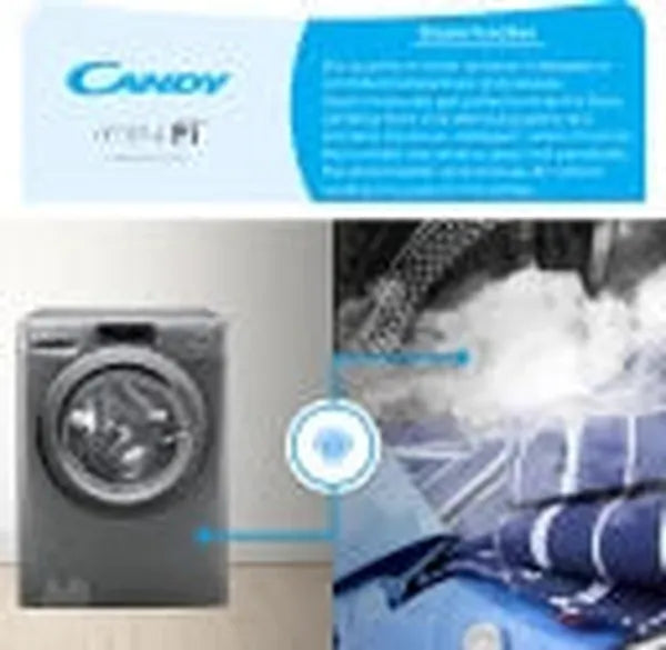 Candy Italy 8.5kg SmartPro Steam Washer Dryer Combo - 1400 RPM, 16 Wash Programs, Wifi App Control, Silver
