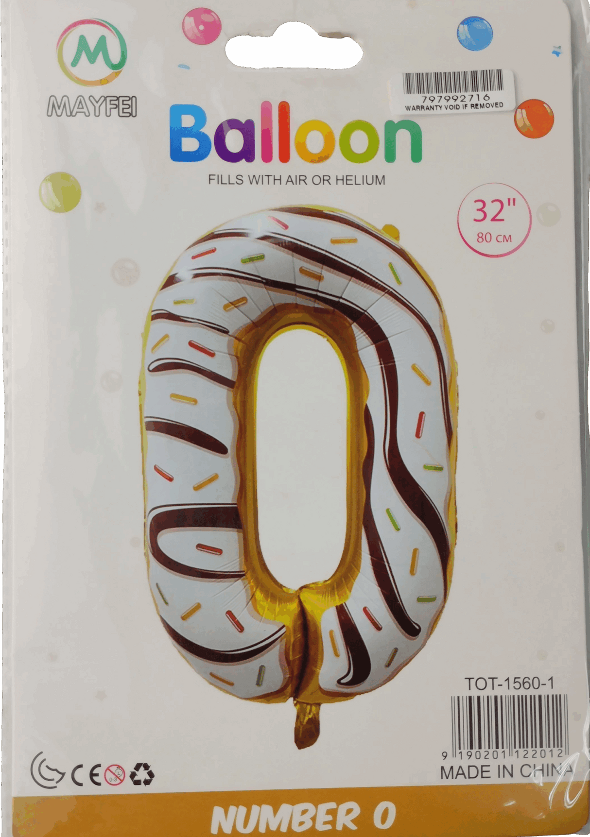 Casey 102cm Donut Balloon Number 0