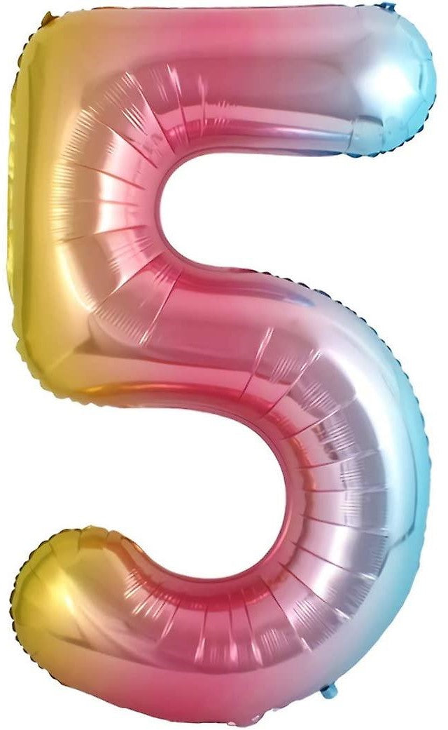 Casey 102cm Rainbow Balloon Number.5 Retail Packaging No