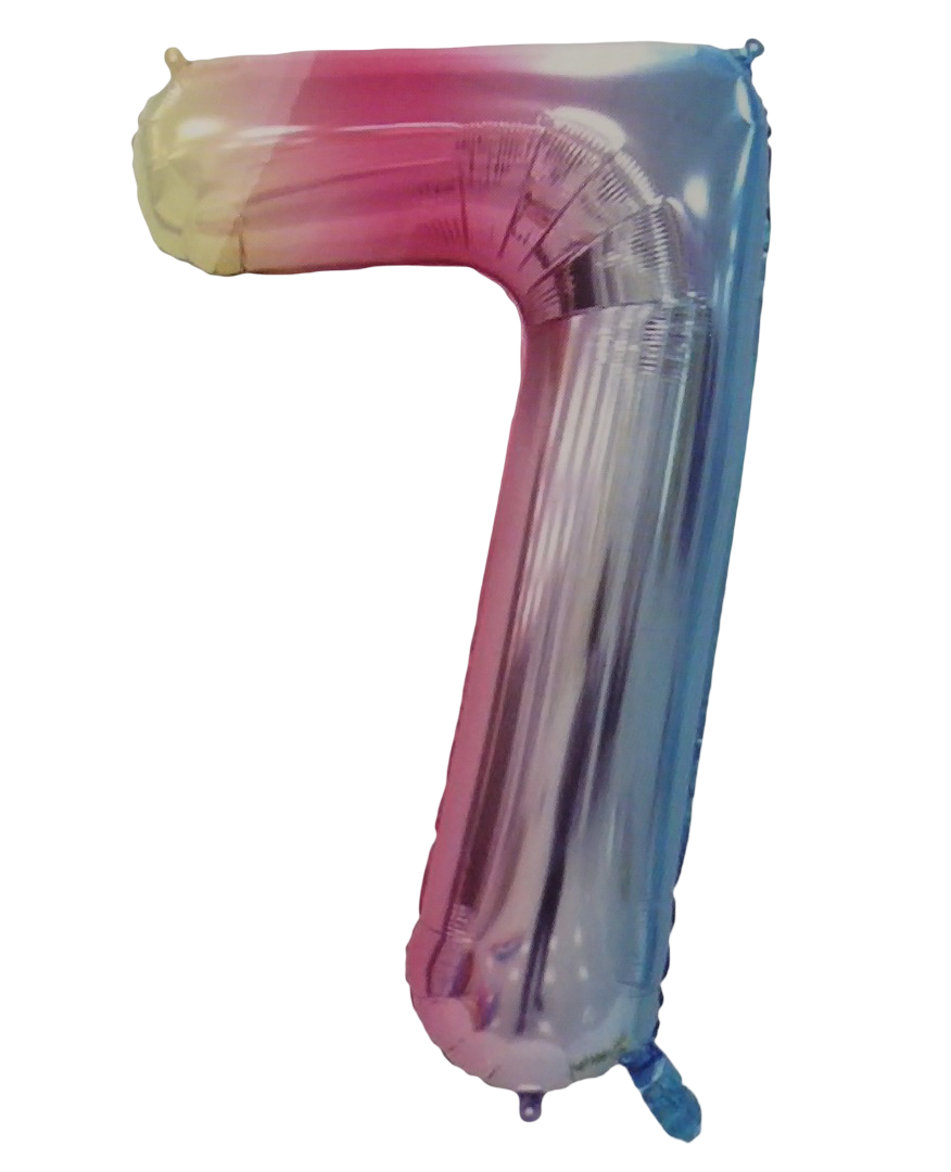 Casey 102cm Rainbow Balloon Number.7 Retail Packaging No