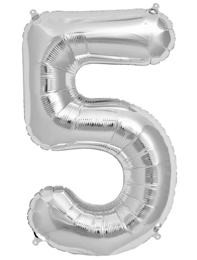 Casey 102cm Silver Balloon Number.5 Retail Packaging No