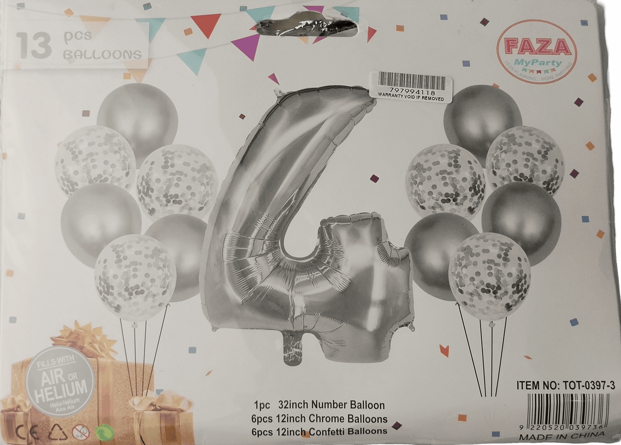 Casey 13pc Silver and White Balloon Set Nr 4