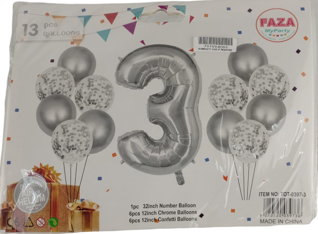 Casey 13pc Silver and White Balloon Set Nr.3