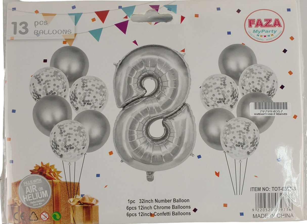 Casey 13pc Silver and White Balloon Set Nr.8