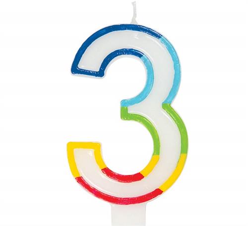Casey 7cm Multicolor Numerical Birthday Candle Nr.3