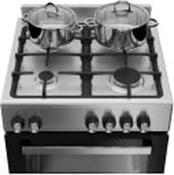 Defy DHG128 Stainless Steel 4-Burner Manual Gas Stove with Electric Oven - 56L Capacity