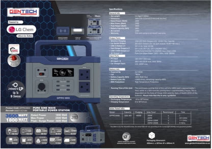 Gentech GPPRO3600I Pure Sine Wave Inverter (With Battery)
