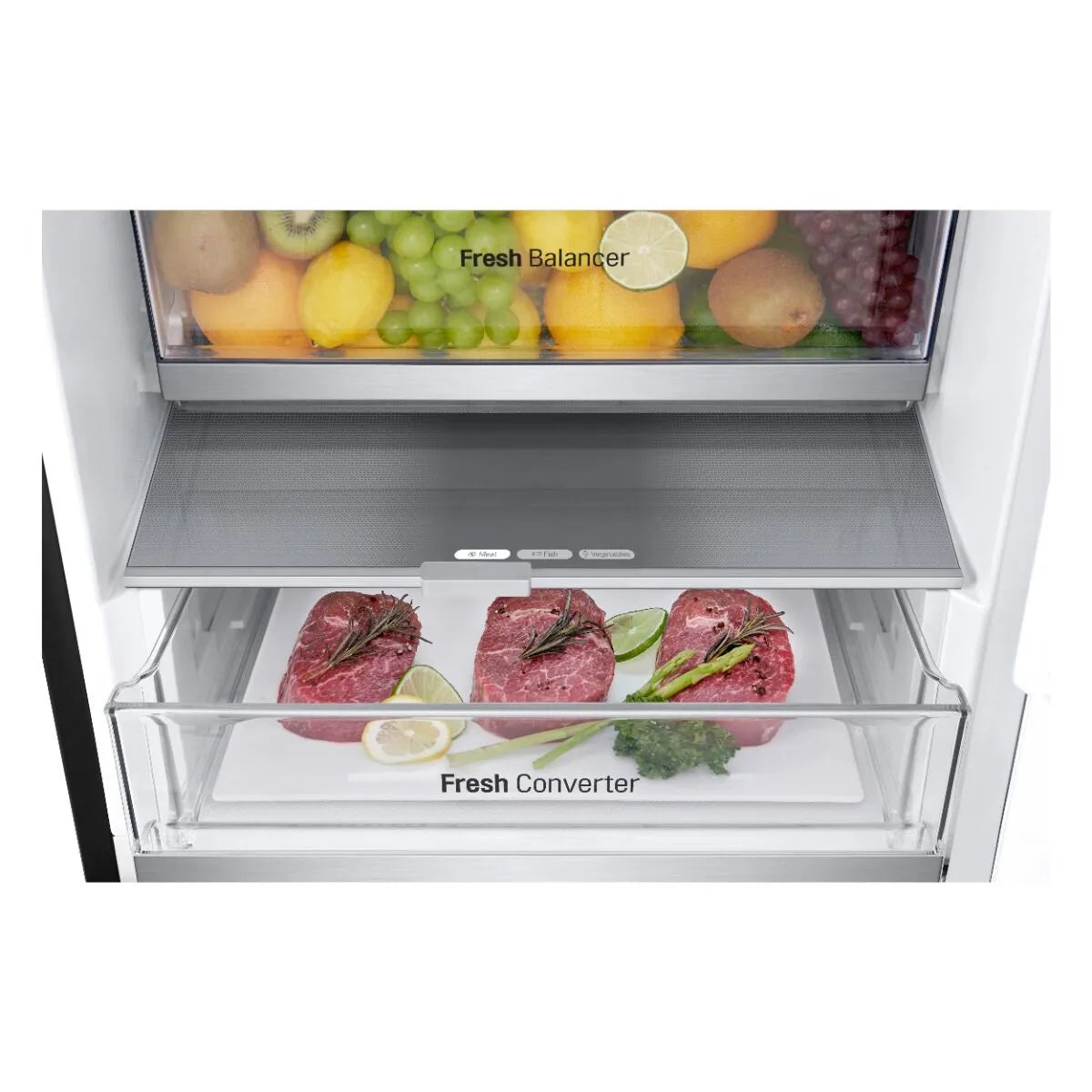 LG 343L Essence Matte Black Combi Fridge - GC-F459FSUW