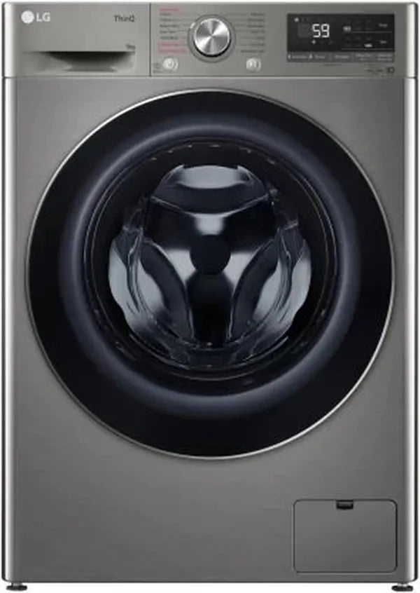 LG 9 kg Front Load Washing Machine F2V5FYPYP - Silver with 1400 RPM, 10 Wash Programs, and AI Direct Drive Technology