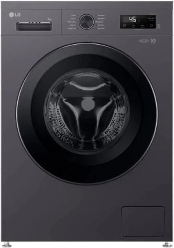 LG 9kg Platinum Black Front Loader Washing Machine FHB1209Z4B - 1200 RPM, App Control, A+++ Energy Rating