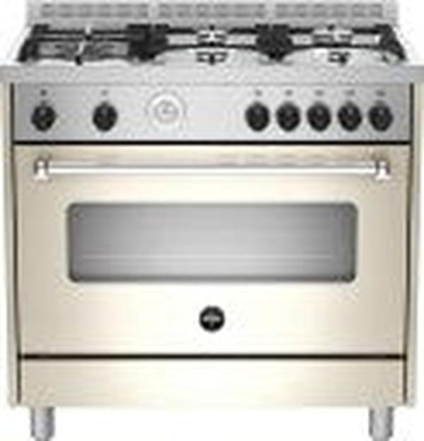 La Germania AMS95C61LBCR 95cm Stainless Steel 5-Burner Gas Stove with 142L Electric Oven - Black Chrome