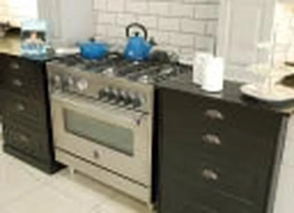 La Germania AMS95C61LBX 5 Burner Stainless Steel Freestanding Gas Stove with 142L Electric Oven