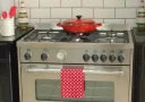 La Germania AMS95C61LBX 5 Burner Stainless Steel Freestanding Gas Stove with 142L Electric Oven