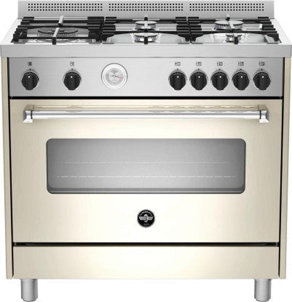 La Germania AMS95C81BCR 90cm Stainless Steel 5-Burner Gas Stove with 142L Fan-Assisted Oven and Wok Burner