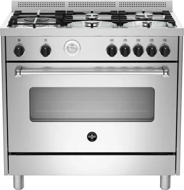 La Germania AMS95C81BX 90cm Stainless Steel Freestanding 5-Burner Gas Stove with 142L Fan-Assisted Oven