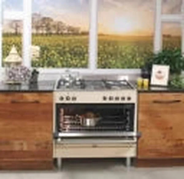 La Germania RUS95C61LDCR 90cm Stainless Steel 5-Burner Gas Stove with 142L Multi-Function Electric Oven