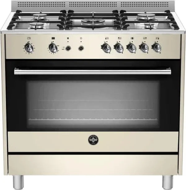 La Germania RUS95C81DCR 90cm Stainless Steel 5-Burner Gas Stove with Fan-Assisted Oven and Wok Burner