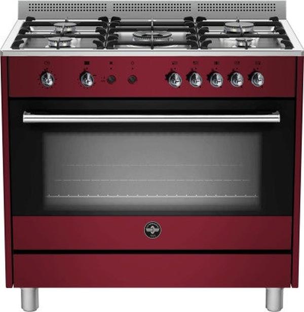 La Germania RUS95C81DVI 5-Burner Stainless Steel Freestanding Gas Stove with 142L Fan-Assisted Oven and Wok Burner