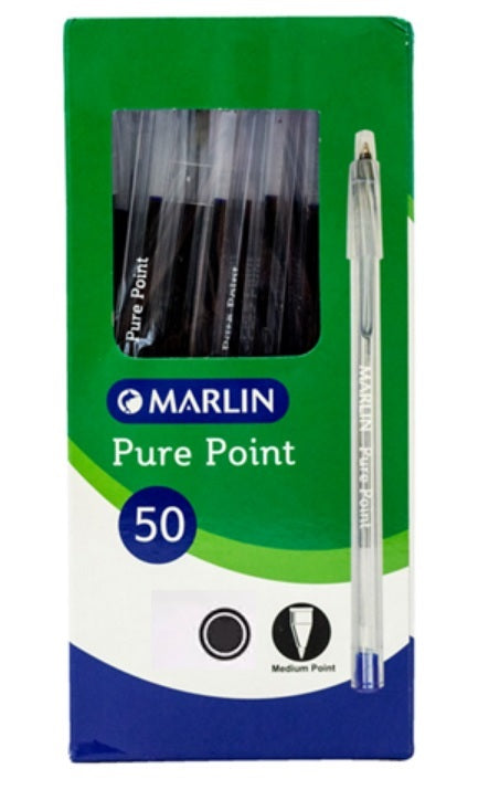 Marlin Pure Point Transparent Barrel Black Ink Pen