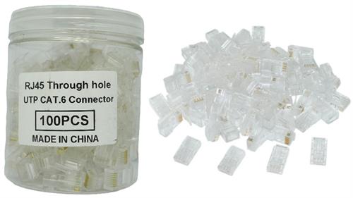 NetiX RJ45 CAT6 Modular Plugs 100 Pack 8P8C Gold-Plated Contacts