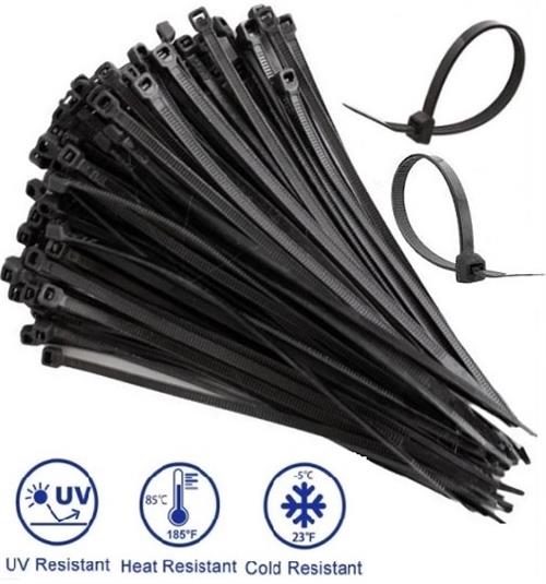 Noble 3.6 x 200mm Pack of 100 Black Nylon Cable Ties