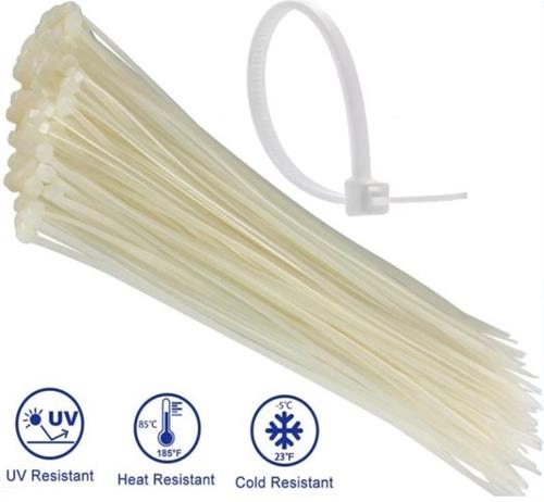Noble 4.8 x 200mm Pack of 100 White Nylon Cable Ties
