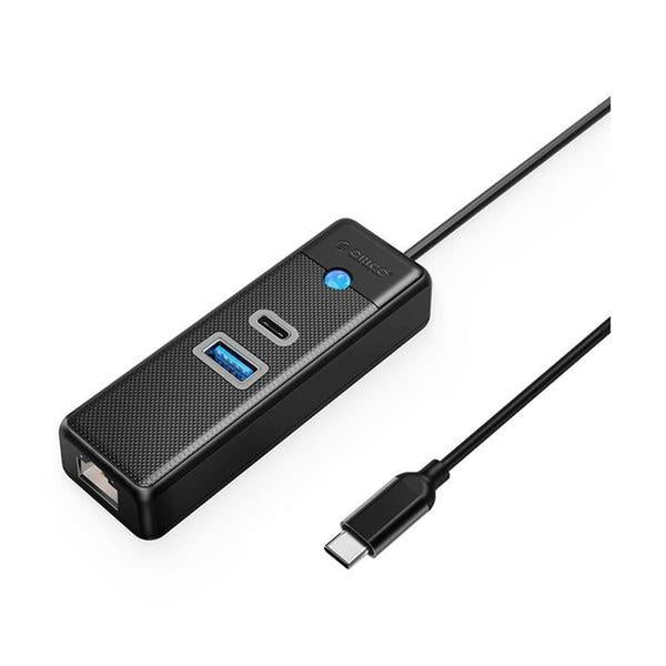 ORICO HUB TYPEC 3 PORT W/ GBE 50CM BK
