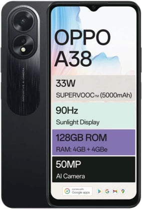 Oppo A38 4G Dual SIM Smartphone - Black, 128GB Storage, 6GB RAM - Enhance Your Mobile Experience