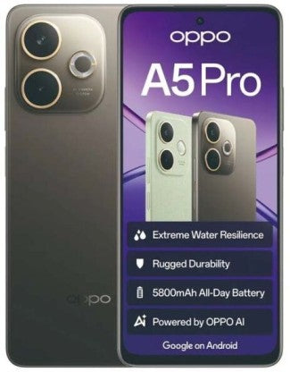 Oppo A5 Pro 4G Dual Sim 256GB - Mocha Brown | Powerful Snapdragon 6s Gen1, 8GB RAM, 50MP Camera, 6.67" 90Hz Display, 5800mAh Battery