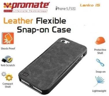 Promate Black Lanko iPhone 5 Hand-Crafted Leather Case