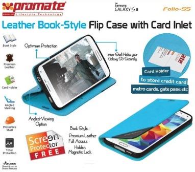 Promate Blue Folio S5 Bookcover