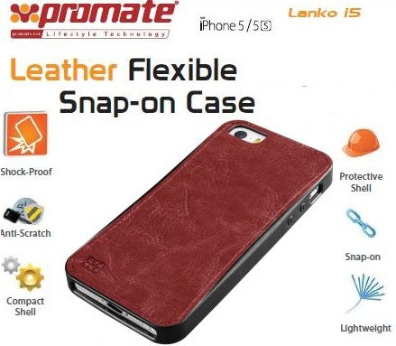 Promate Brown Lanko.i5 Hand Crafted Leather Case