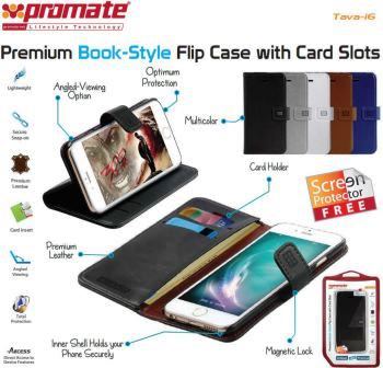 Promate White Tava-i6 Premium Book-Style Flip Case
