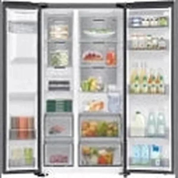 Samsung 617L Gentle Black Matt Frost Free Side by Side Refrigerator with AI, Ice, and Water Dispenser