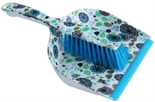 Totally Dust Pan Broom Set White Floral Design