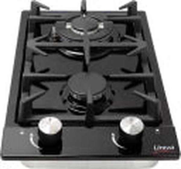 Univa BLK-02 2-Burner Stainless Steel Manual Gas Stove for LPG - Sleek Black Design
