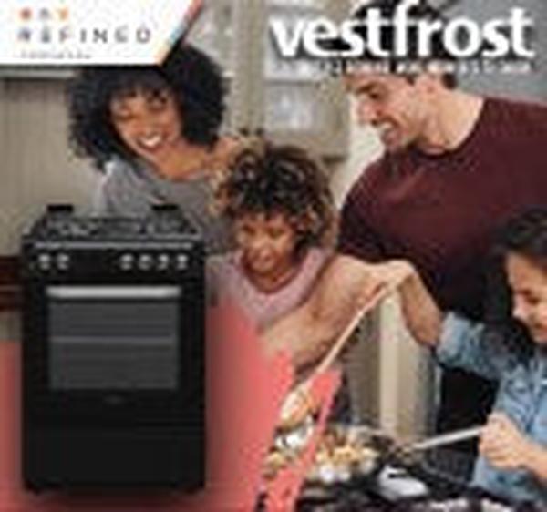 VESTFROST VFR60GE.MB 60cm Steel Automatic Gas Stove with 4 Burners and Electric Oven - Silver/Black