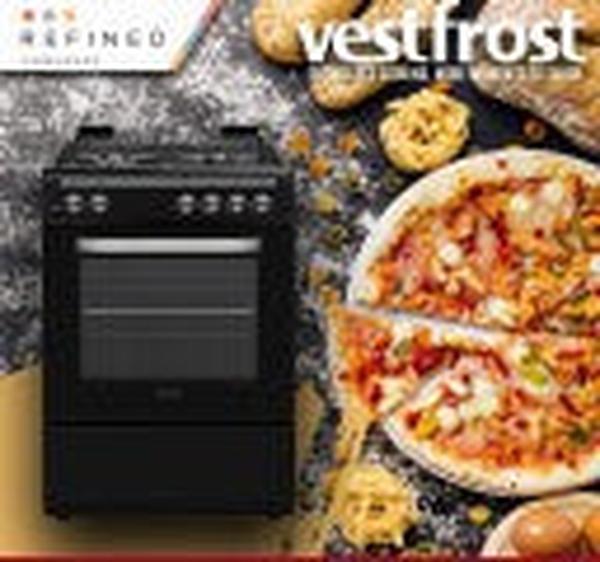 VESTFROST VFR60GE.MB 60cm Steel Automatic Gas Stove with 4 Burners and Electric Oven - Silver/Black